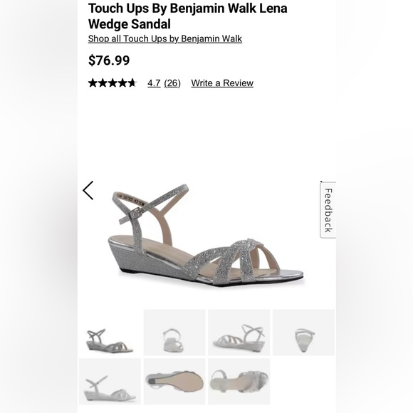 LIKE NEW! Size 7 Touch Ups by Benjamin Walk Lena Wedge Silver Sandals. - Picture 7 of 7
